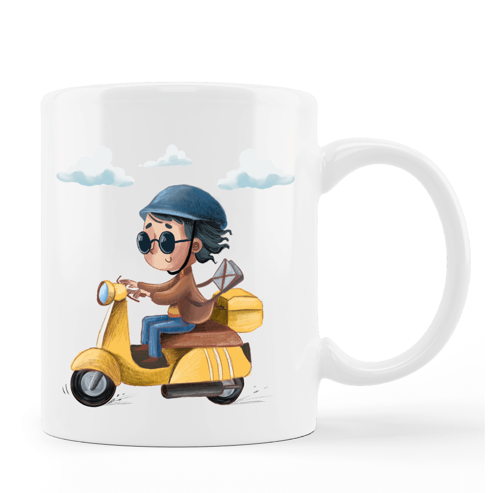 Junge auf Moped - Tasse personalisierbar