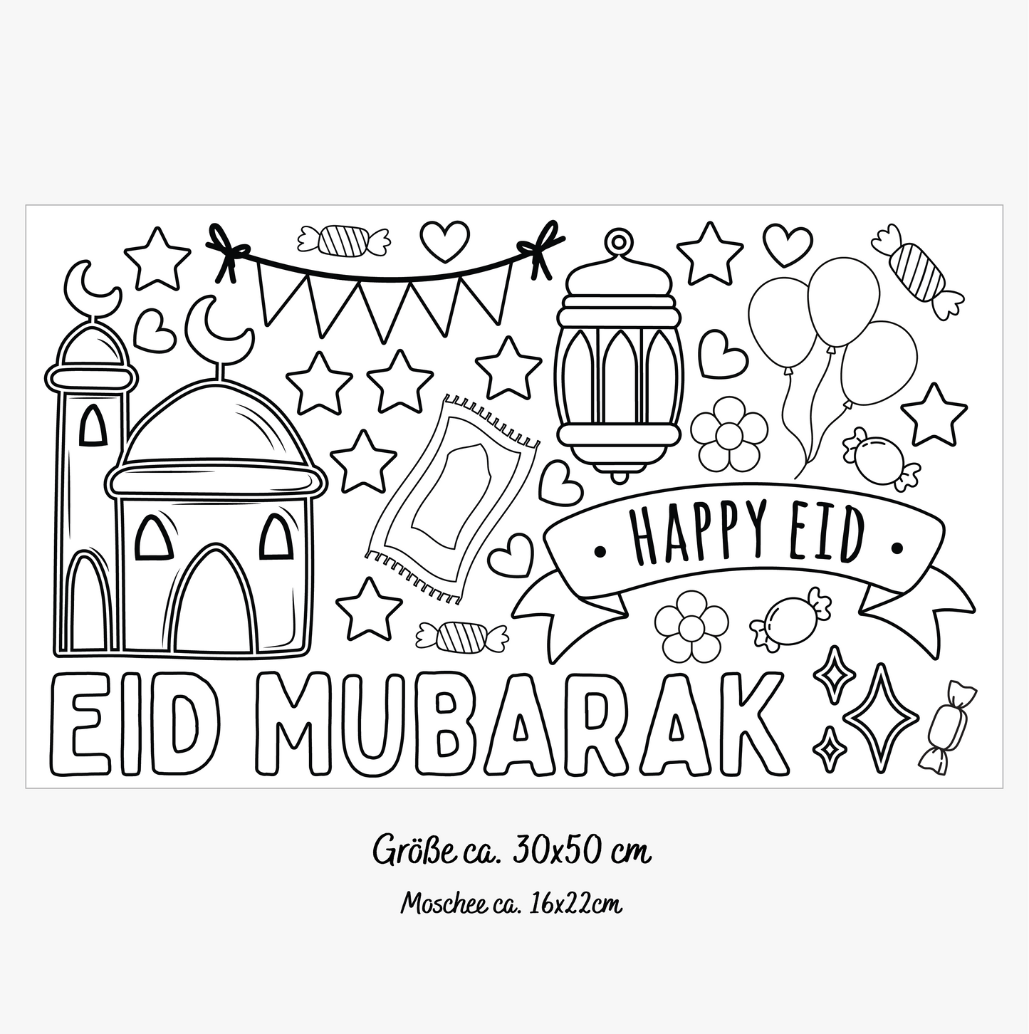 Türsticker/Wandsticker zum Ausmalen - Eid Mubarak