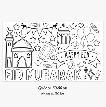 Türsticker/Wandsticker zum Ausmalen - Eid Mubarak