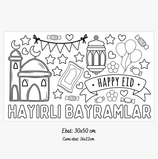 Türsticker/Wandsticker zum Ausmalen - Hayırlı Bayramlar