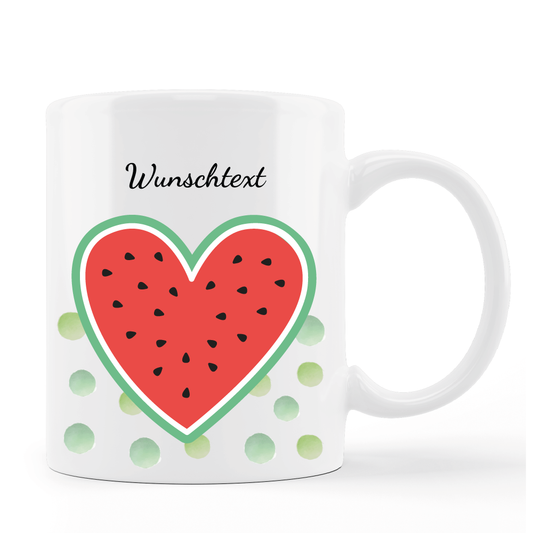 Tasse personalisierbar - Wassermelone Herz